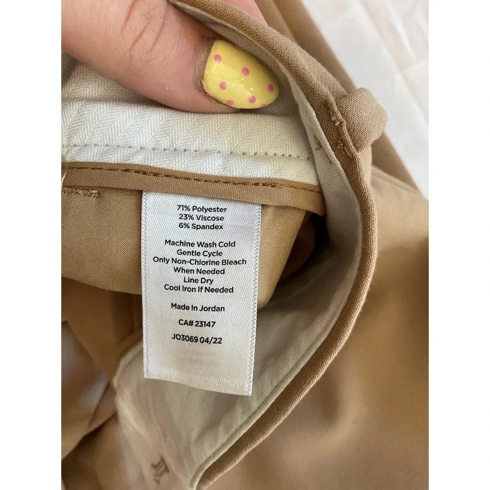 Talbots Hampshire Ankle Chino‎ Pants Womens 10 Tan High Rise Zip